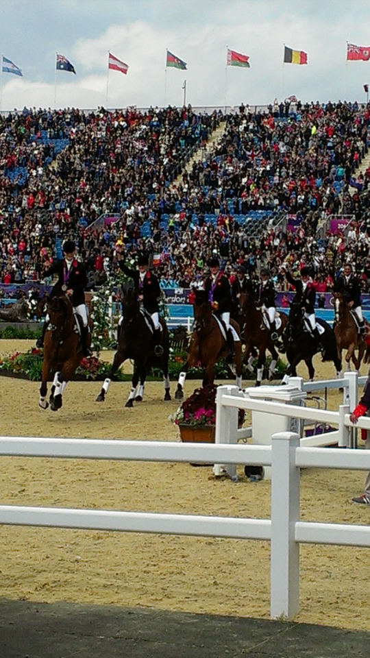 Team GB Eventing team (including Zara Phillips) after winning Silver